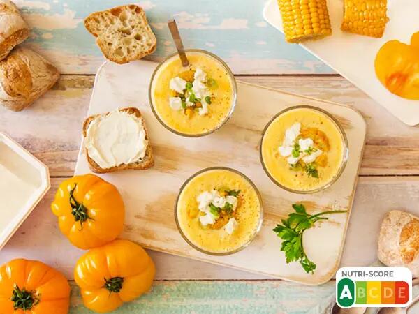 Soupe froide de tomate et maïs