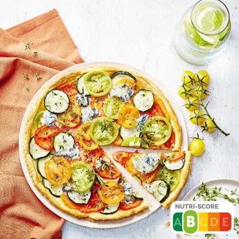 Recette : Tarte aux tomates, courgettes et fromage bleu