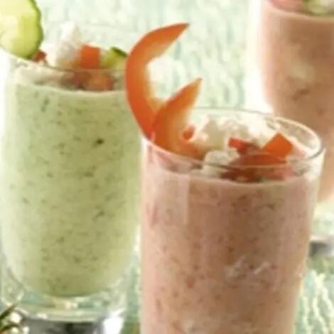 Recette : Duo de gaspachos au fromage frais
