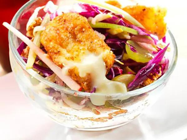 Recettes : Salade croquante aux pétales panés de fromage