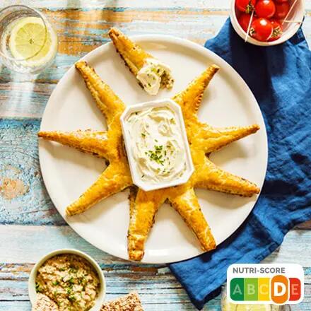 Recette : Tarte étoile au caviar d’aubergine et fromage frais