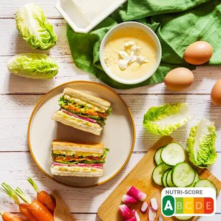 Recette : Sandwich pain de mie, crudités et fromage frais