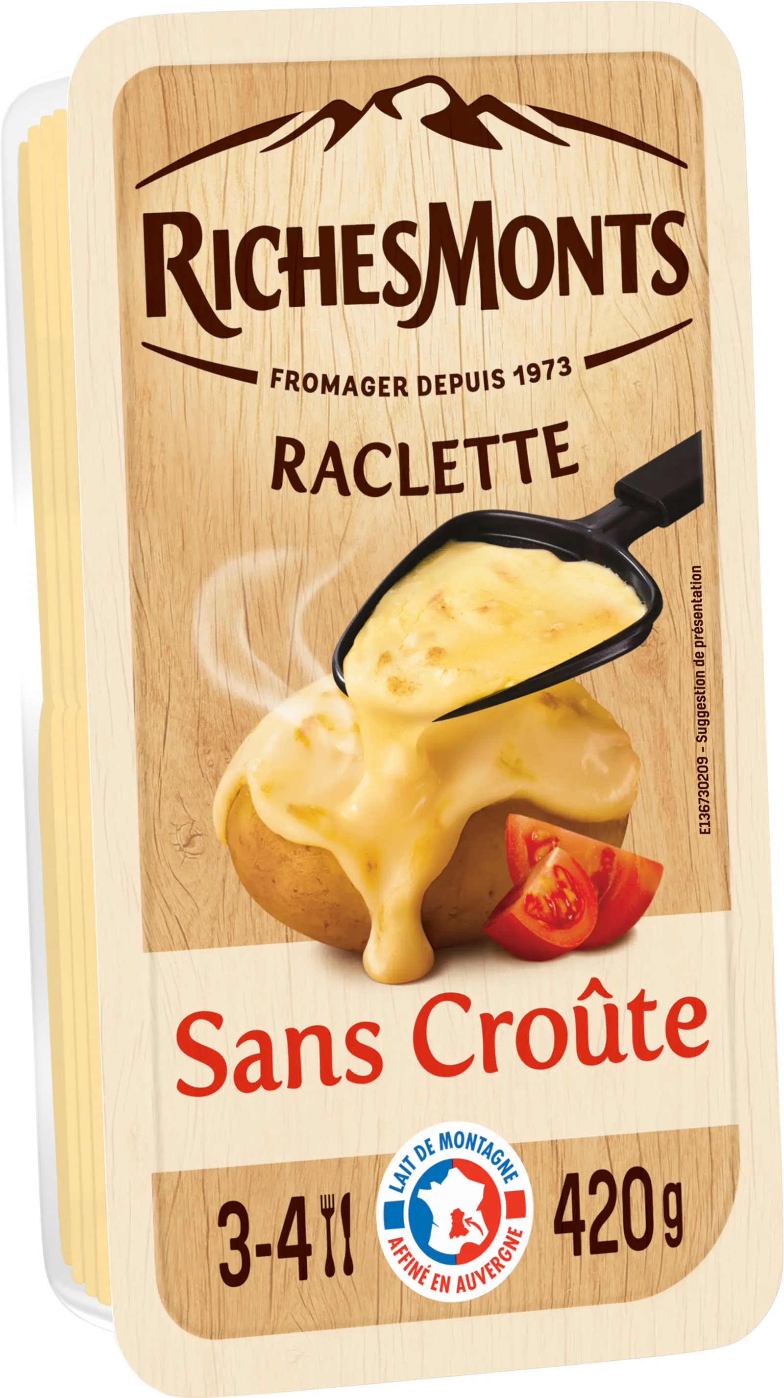 RICHES MONTS RACLETTE SANS CROÛTE AU LAIT DE MONTA