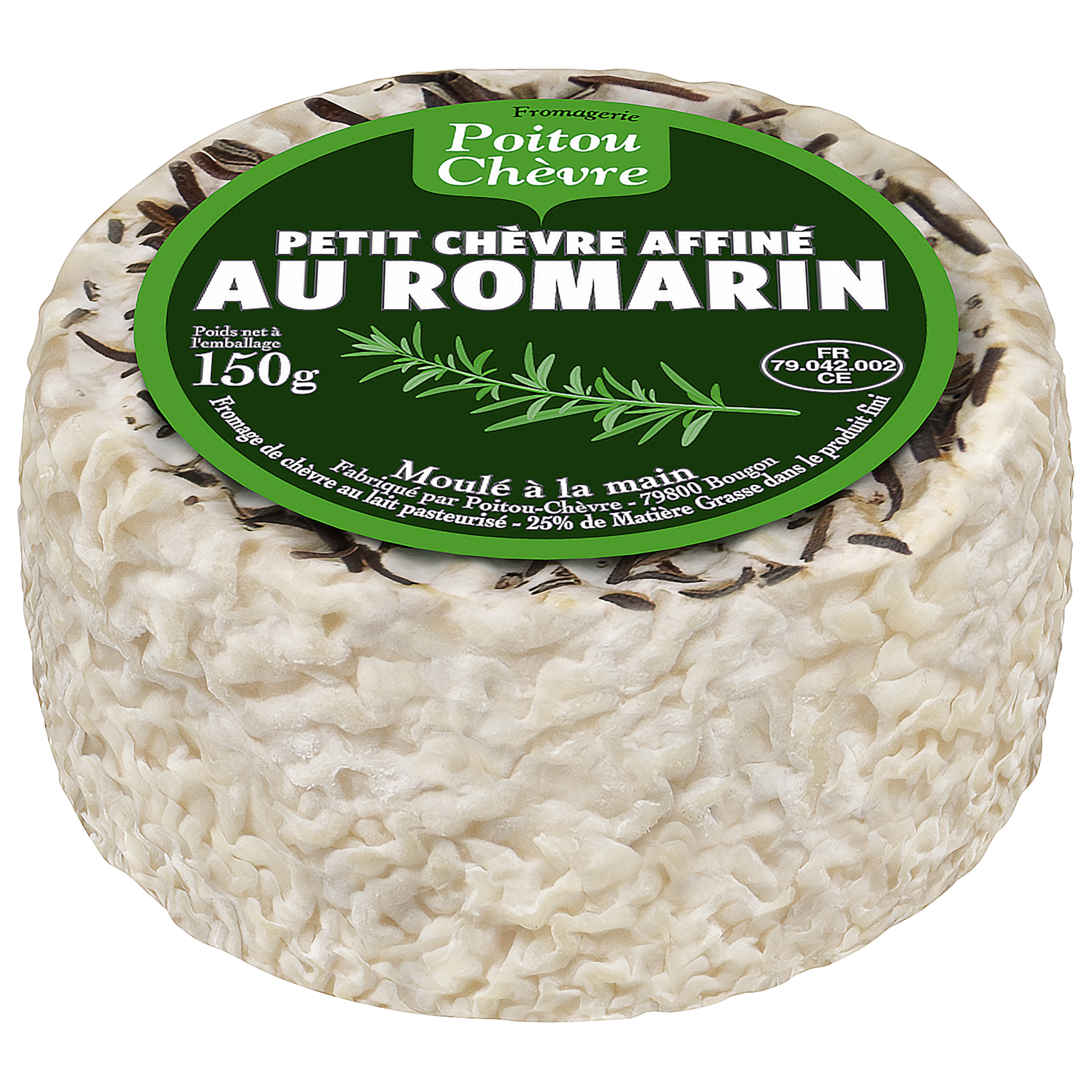 POITOU CHEVRE PETIT CHEVRE AFFINE AU ROMARIN MOULE A LA MAIN COUPE 150G