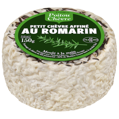 POITOU CHEVRE PETIT CHEVRE AFFINE AU ROMARIN MOULE A LA MAIN COUPE 150G