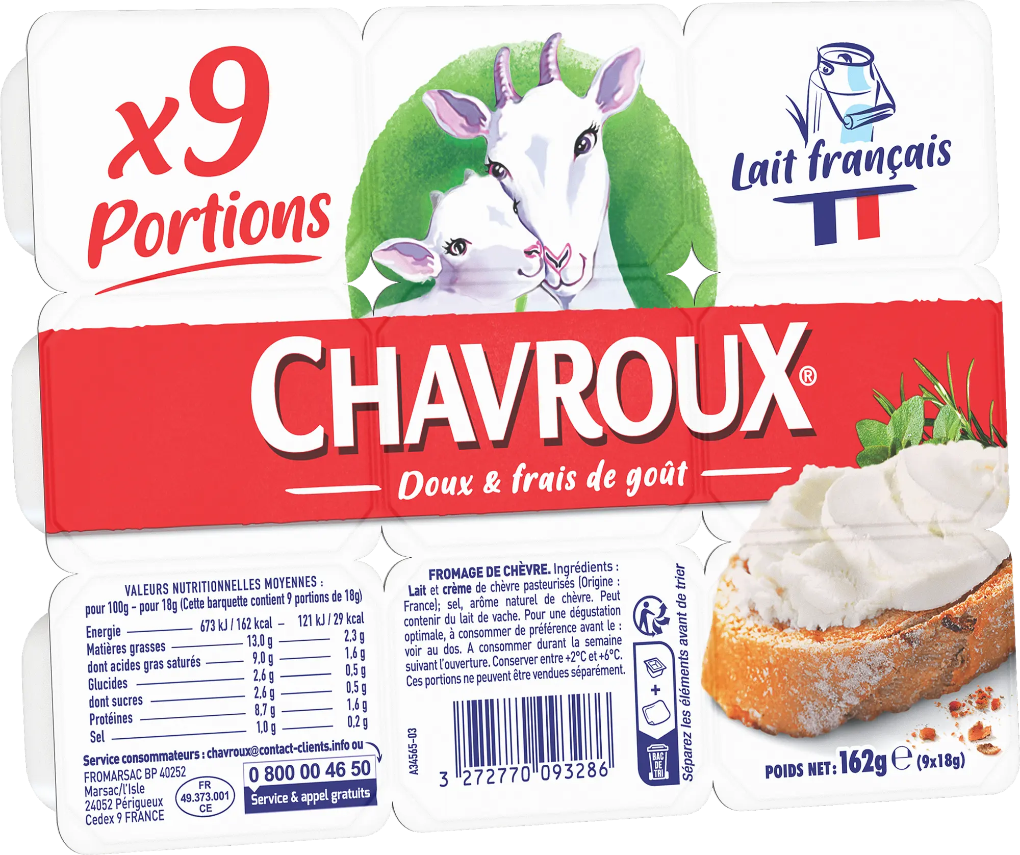 CHAVROUX NATURE 9 PORTIONS 162G