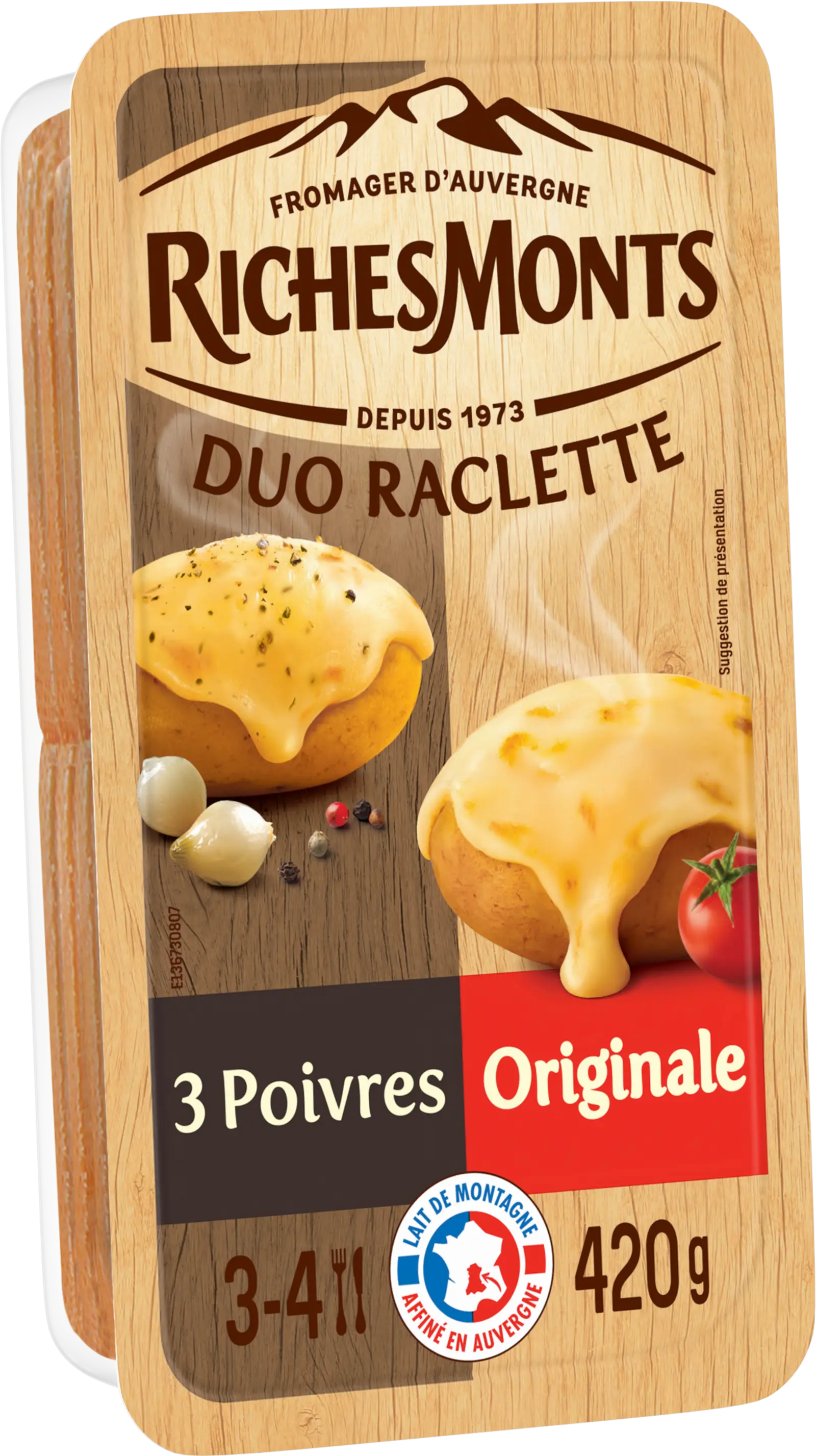 RichesMonts Raclette duo Originale & 3 Poivres 420G