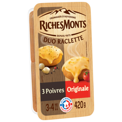 RICHESMONTS RACLETTE TRANCHETTES DUO ORIGINALE & 3 POIVRES  420G