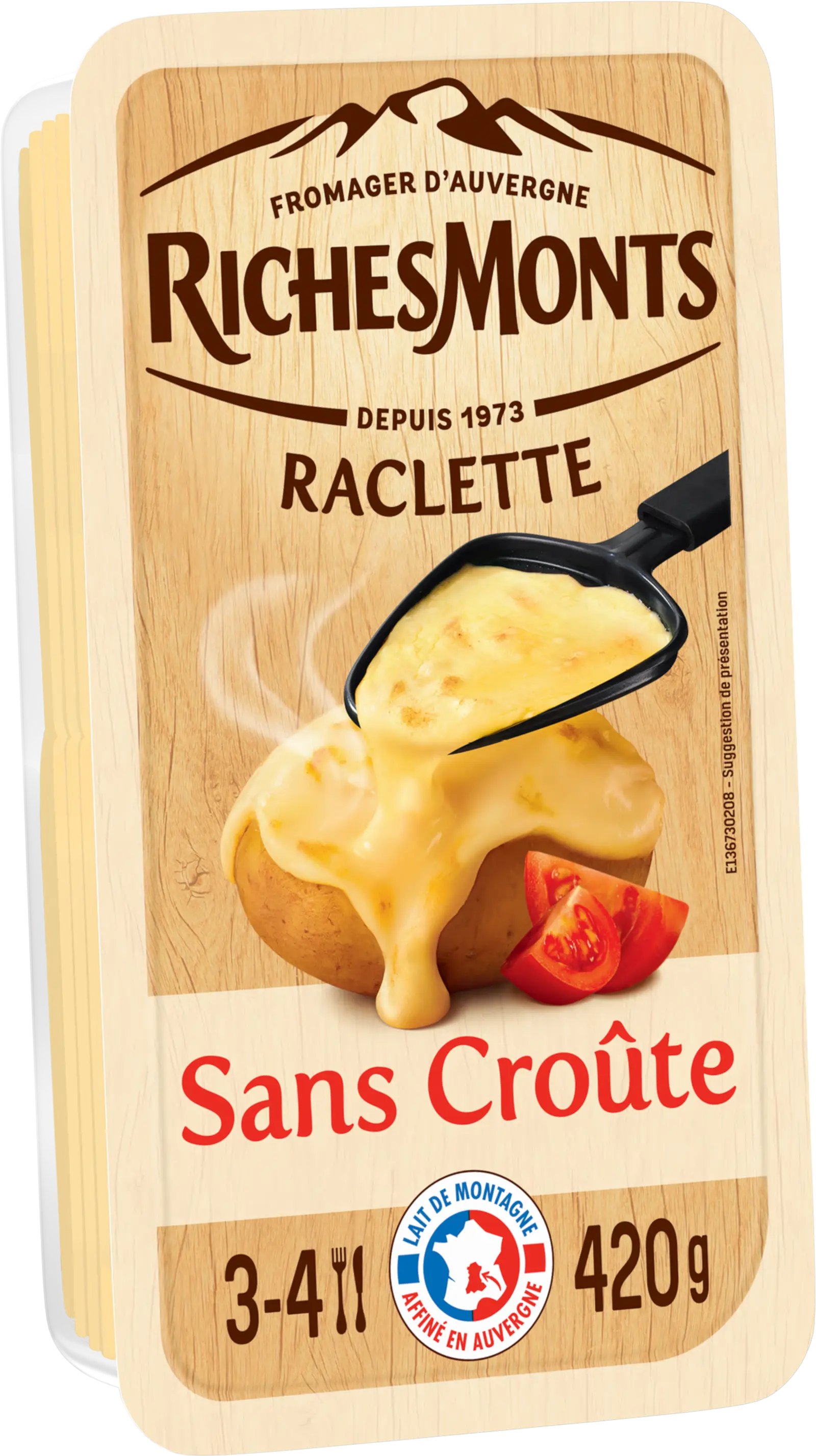 RICHES MONTS RACLETTE SANS CROÛTE AU LAIT DE MONTA