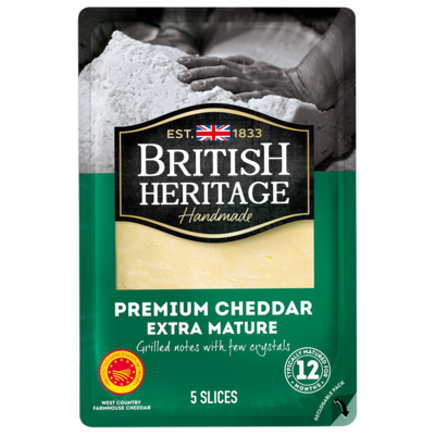 BRITISH HERITAGE CHEDDAR AOP EXTRA-MATURE SLICES 125G