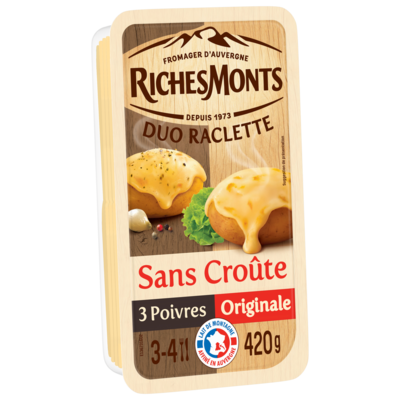 RICHESMONTS RACLETTE TRANCHETTES DUO SANS CROUTE ORIGINALE &  3 POIVRES 420G