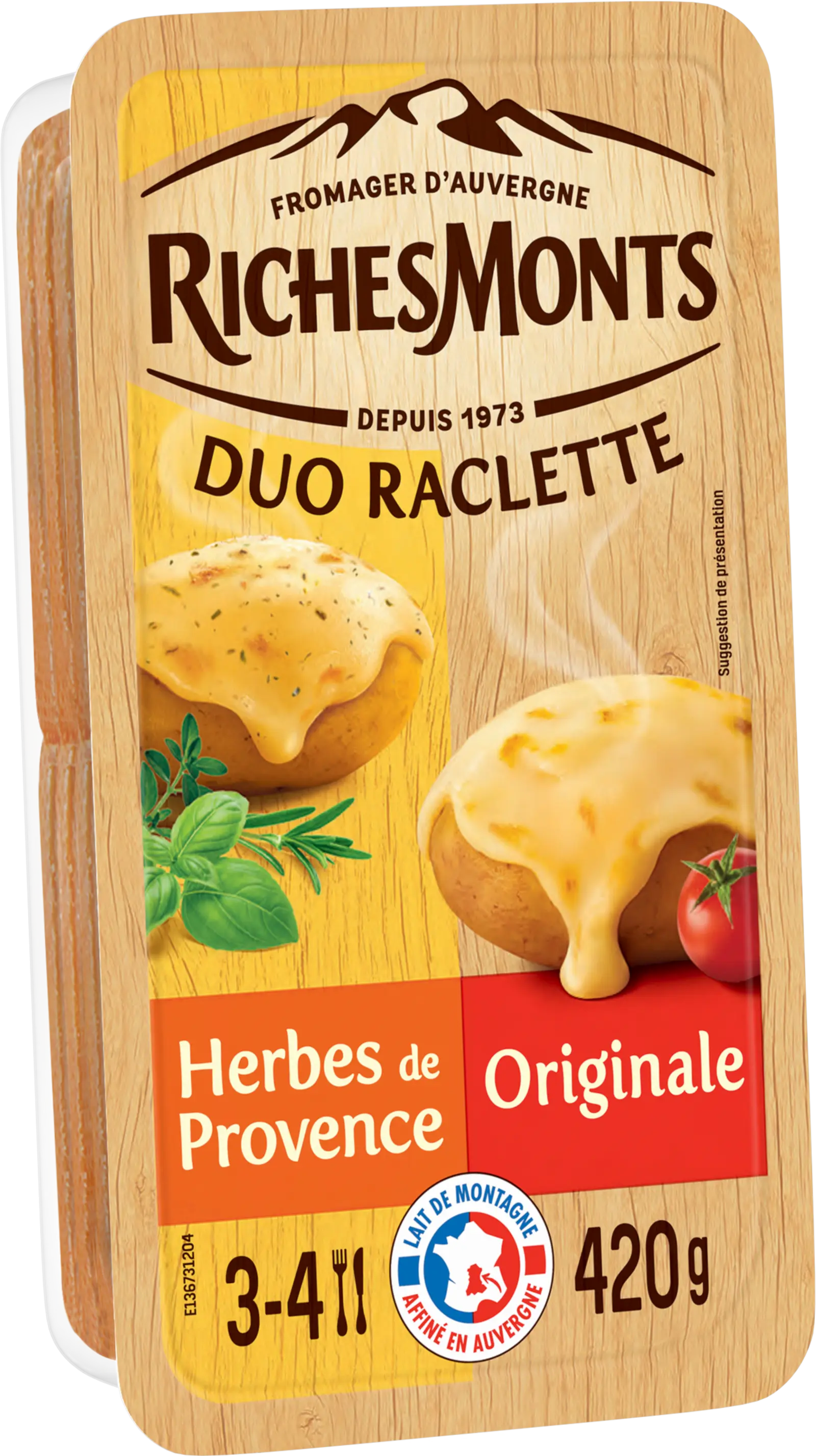 RichesMonts Raclette duo Originale & Herbes de Provence 420G