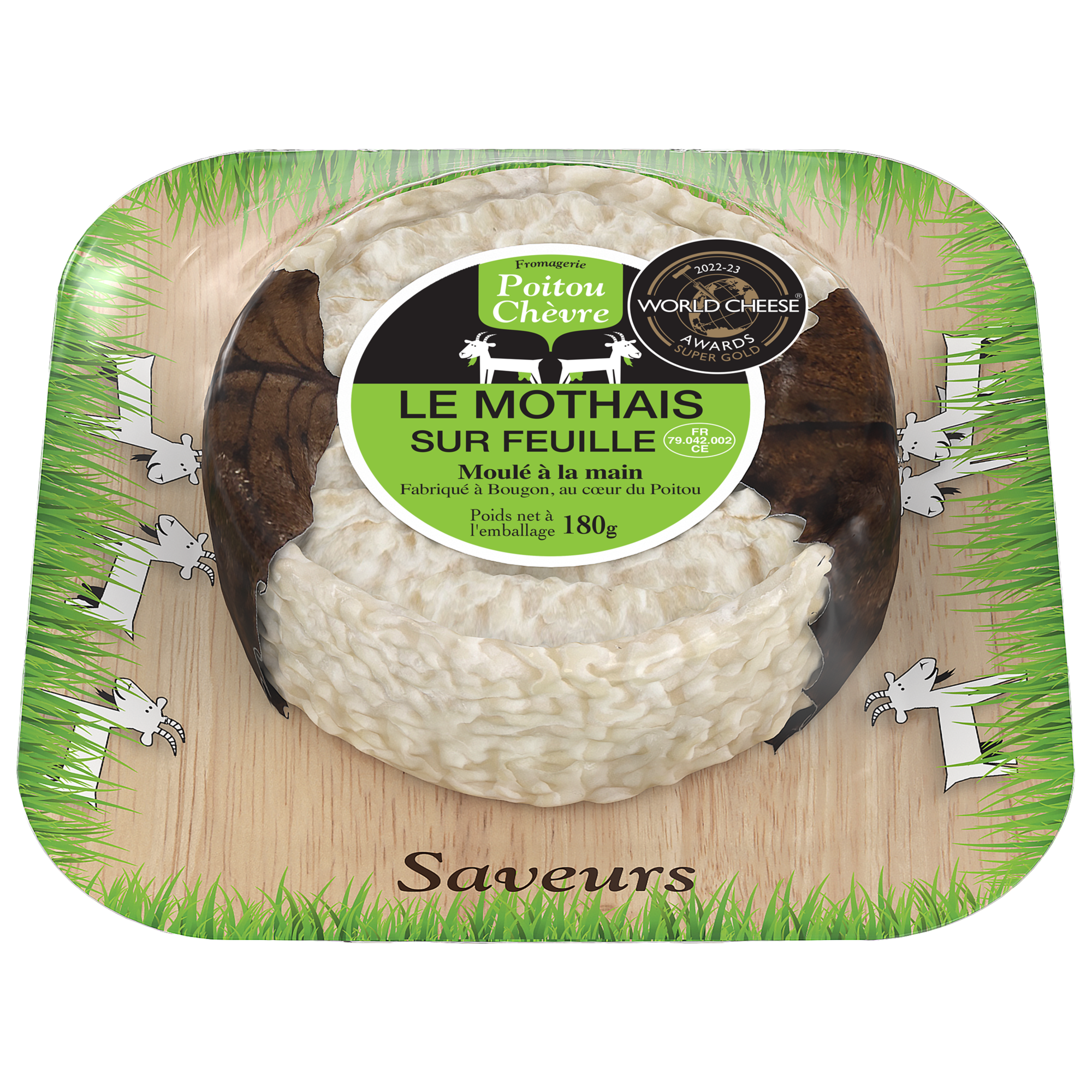 POITOU CHEVRE LE MOTHAIS SUR FEUILLE MOULE A LA MAIN PRE EMBALLE 180G