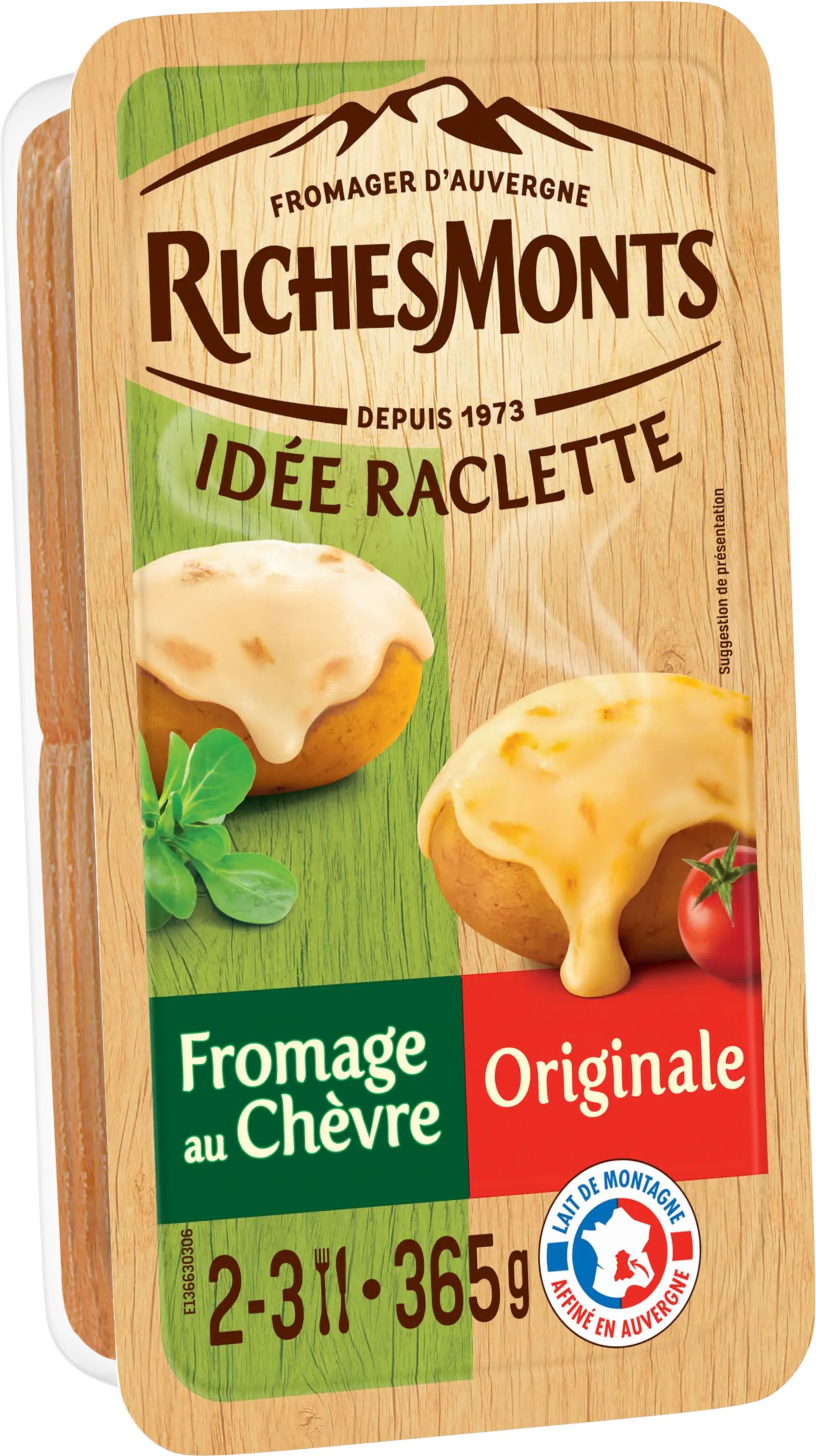 RichesMonts Idée Raclette Originale & Fromage au Chèvre 365G