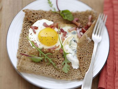 Galette sarrasin au bleu et aux lardons