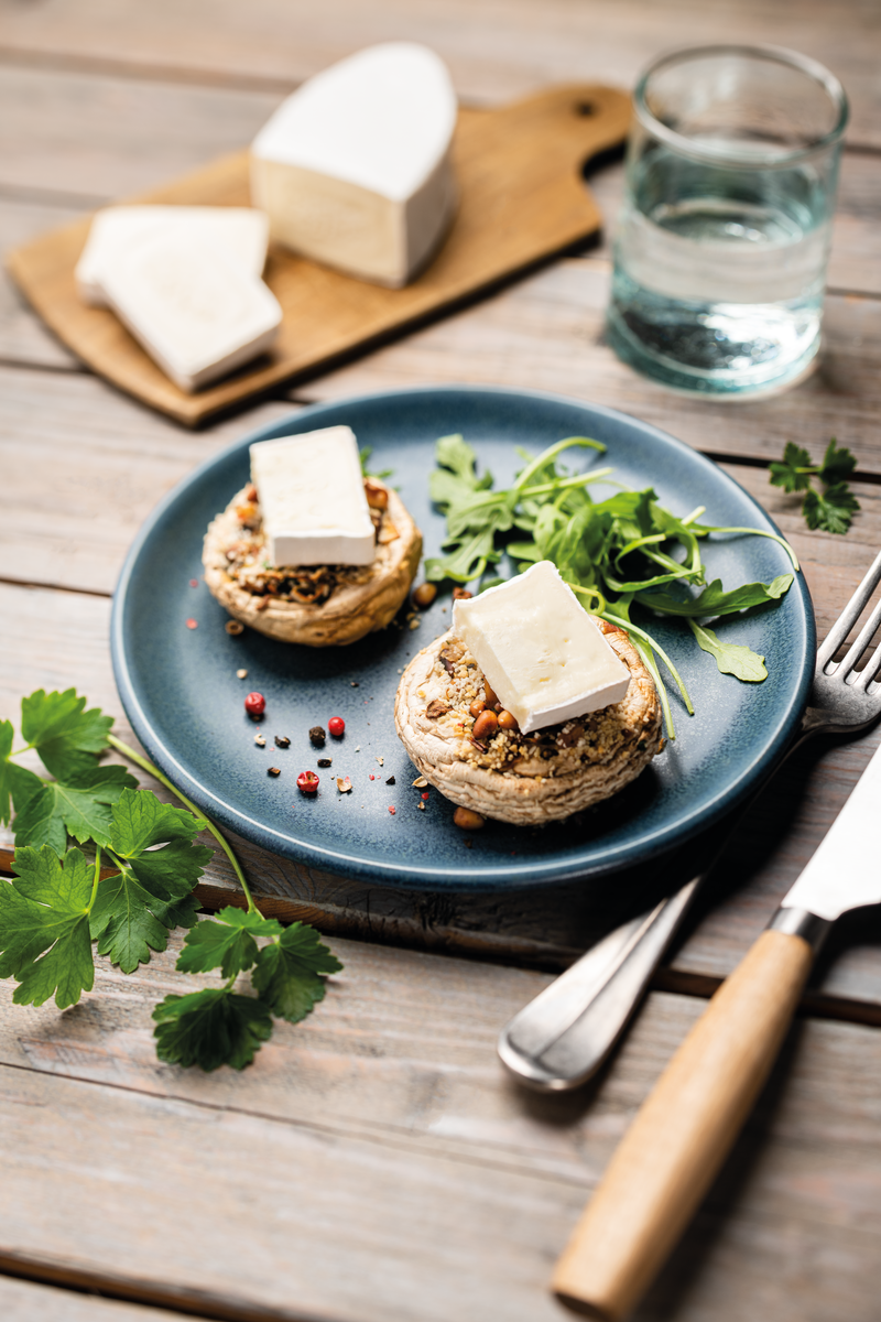 Champignons farcis au poireau et fromage