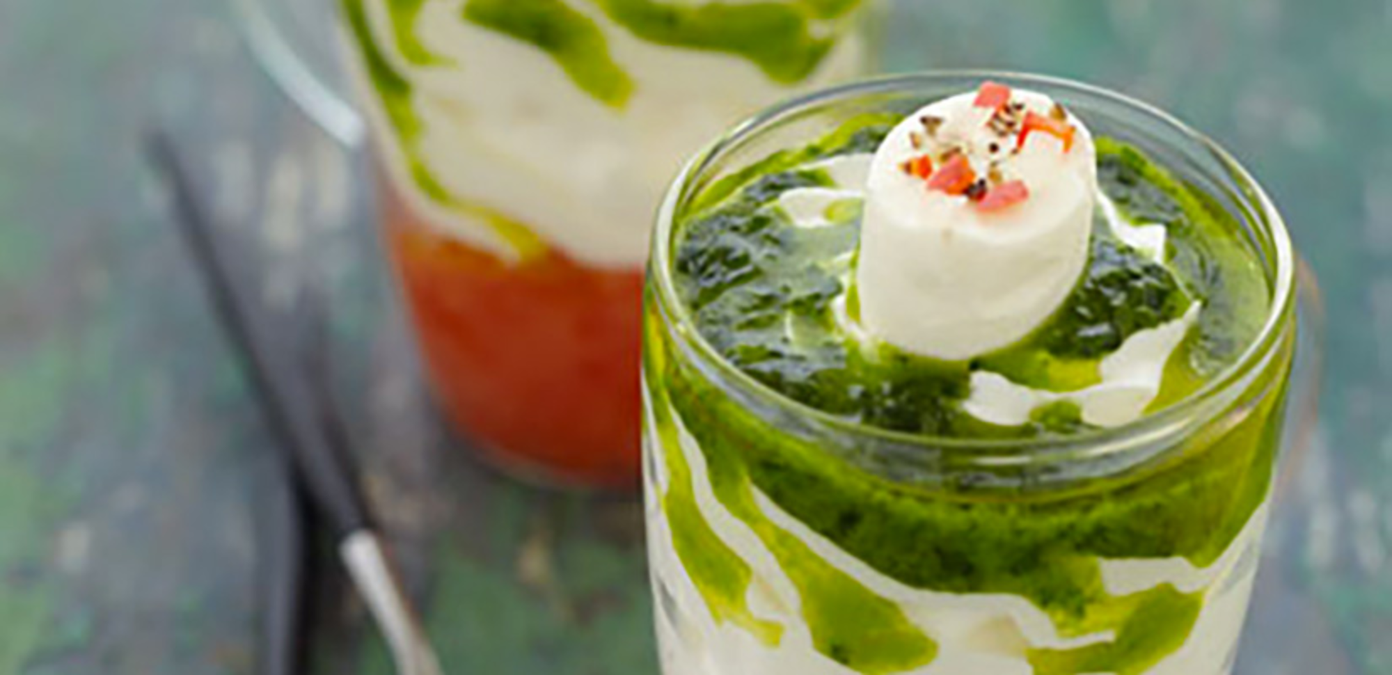 Verrine italienne au pesto de roquette et tomate