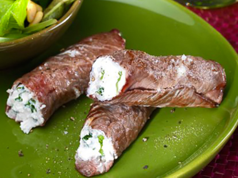 Roulés de bœuf au fromage de chèvre frais