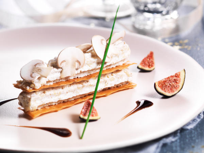 Millefeuille au fromage frais et champignons