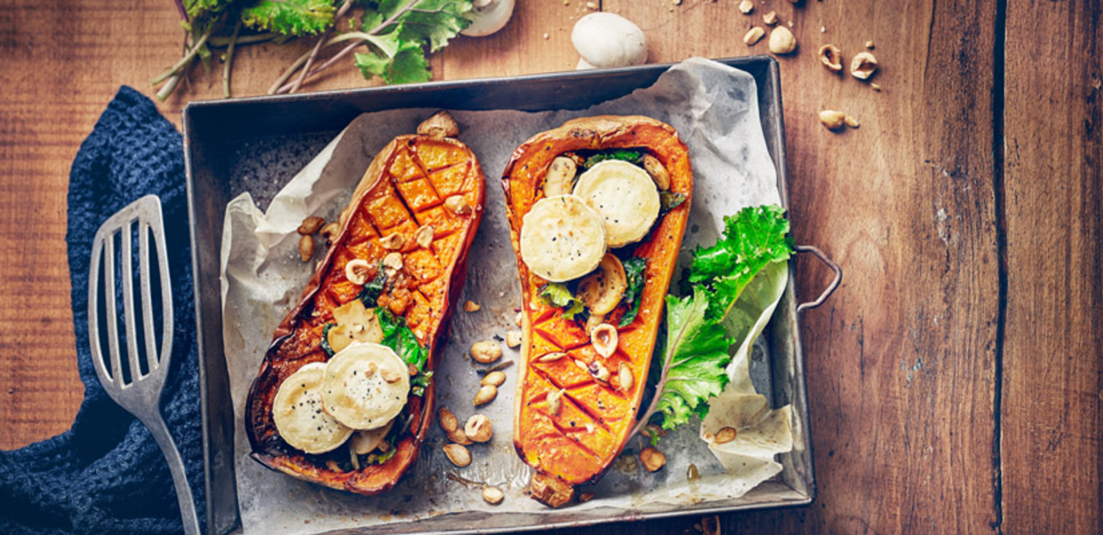 Courge butternut farcie au fromage de chèvre