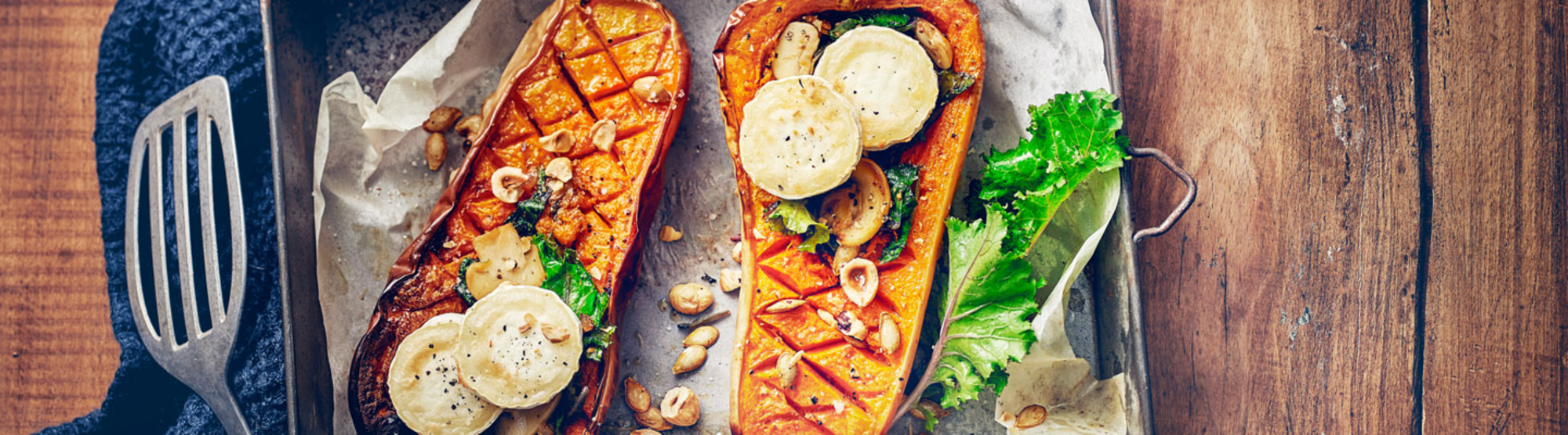 Courge butternut farcie au chèvre