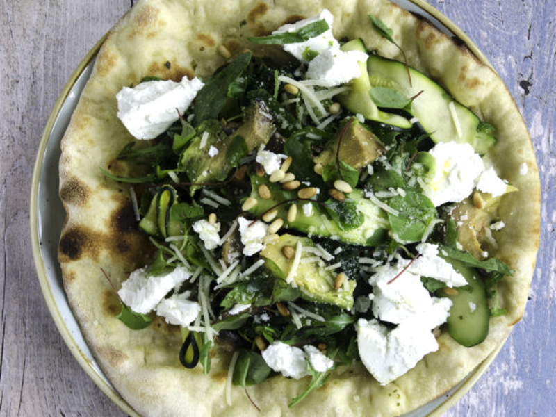 Pizza courgette et chèvre frais