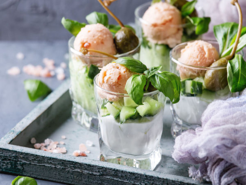 Verrine fraîcheur de concombre au fromage de chèvre frais