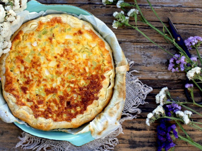 Tarte au chèvre frais, carotte et céleri