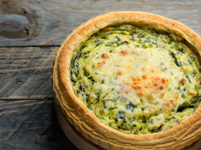 Quiche au chèvre frais, brocolis et ciboulette