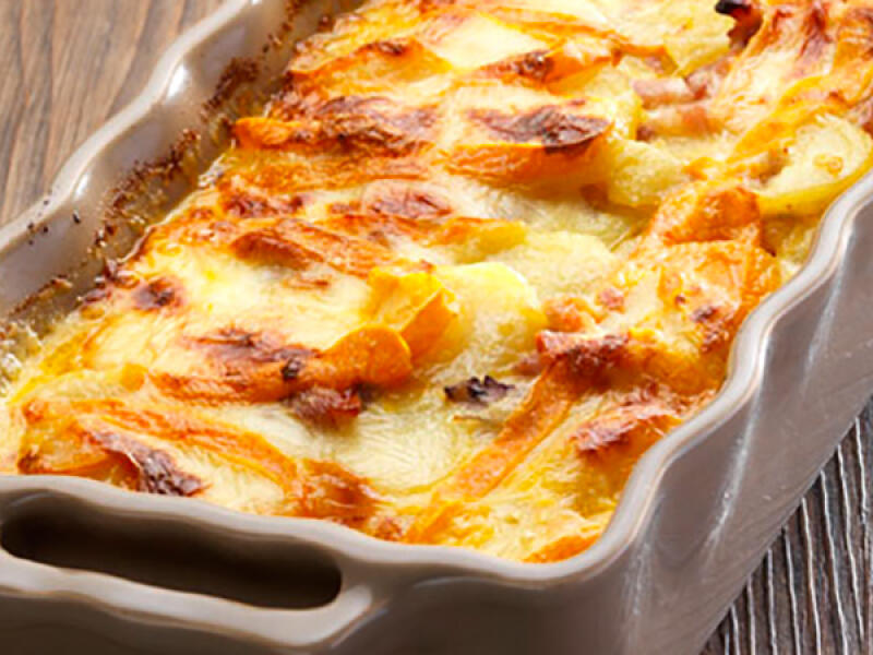 Tartiflette au fromage, raisins secs et cumin