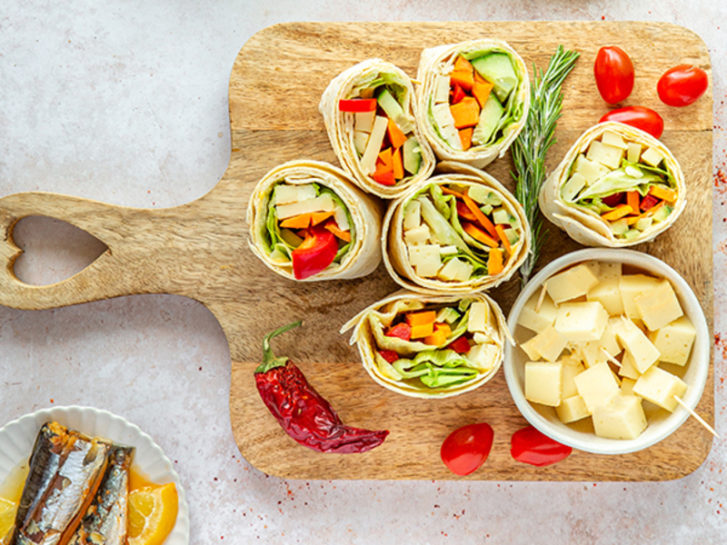 Wrap aux crudités et fromage