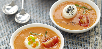 Gaspacho tomate et poivron & fromage apéritif