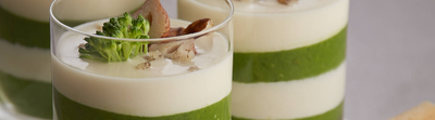 Verrine au pesto, brocoli et fromage