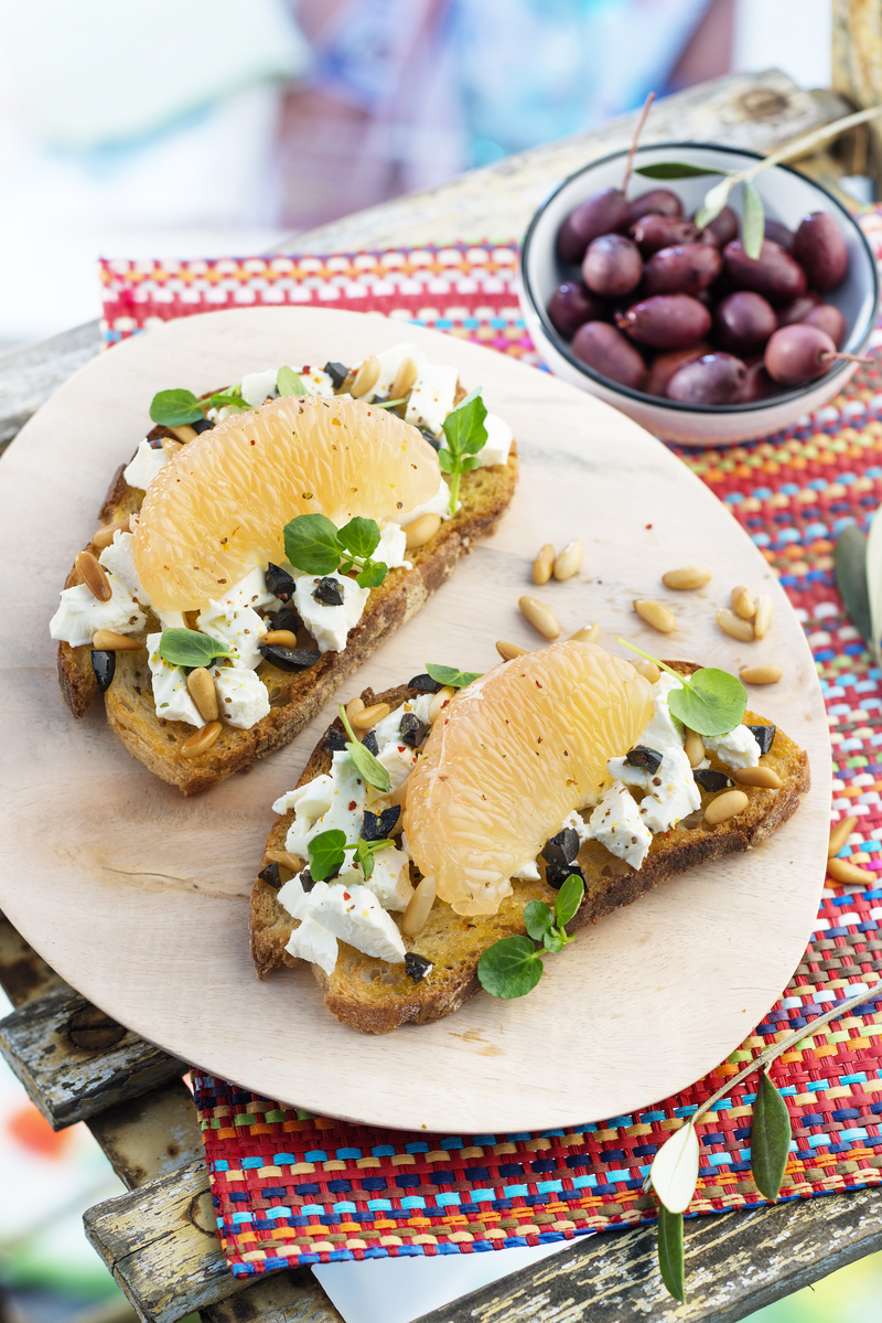 Tartine au pamplemousse et fromage frais