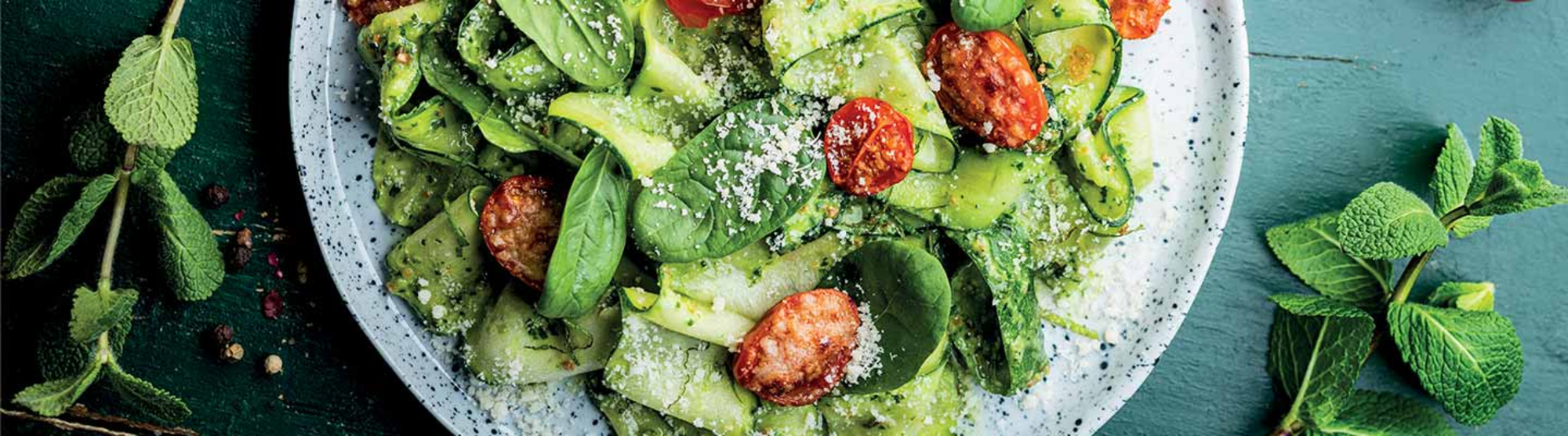 Courgettes marinées au pesto de roquette