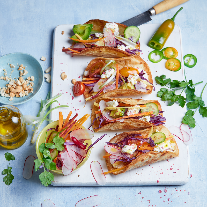 Tacos végétariens au fromage frais