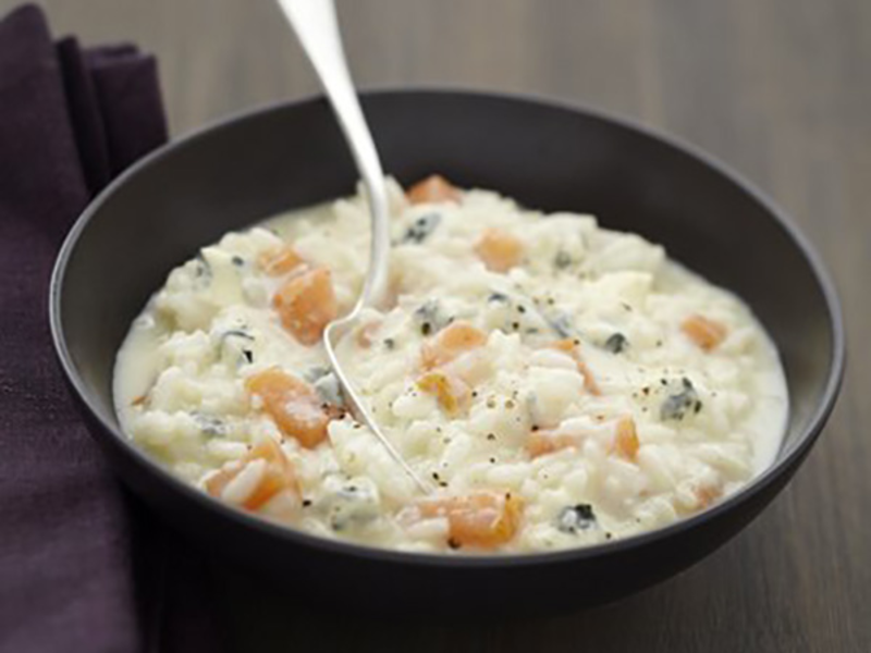 Risotto au saumon fumé et au bleu