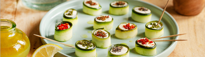 Roulés de courgettes marinées aux fromages apéritifs saveurs provençales