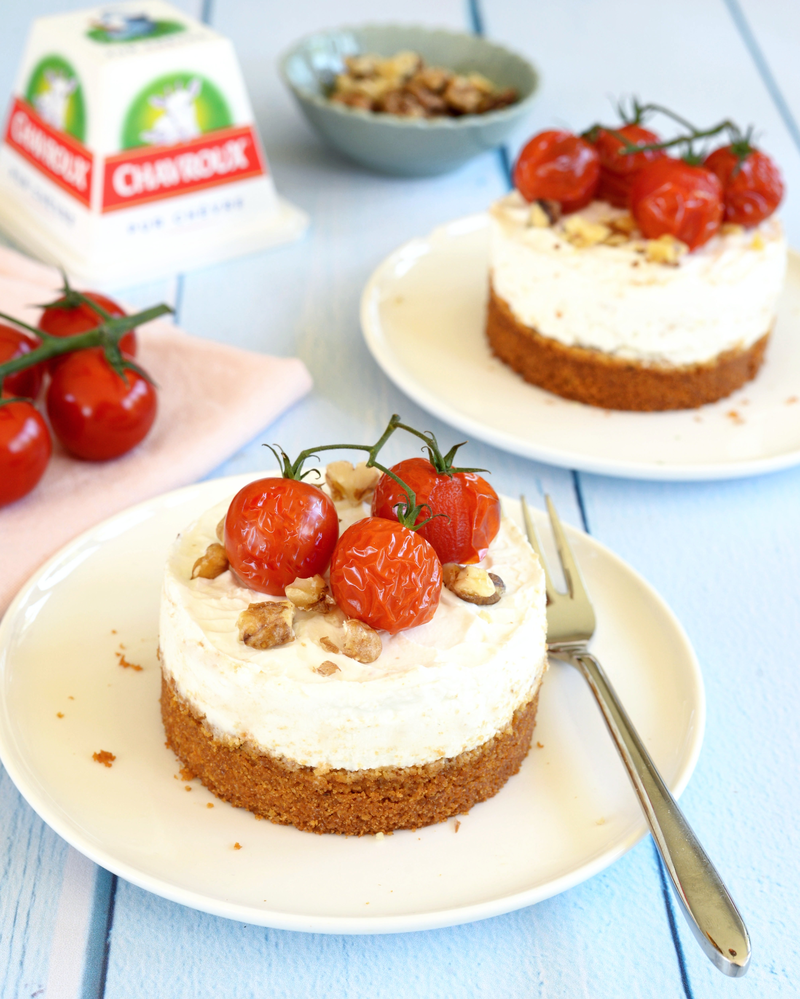 Cheesecake noix, tomates et chèvre frais