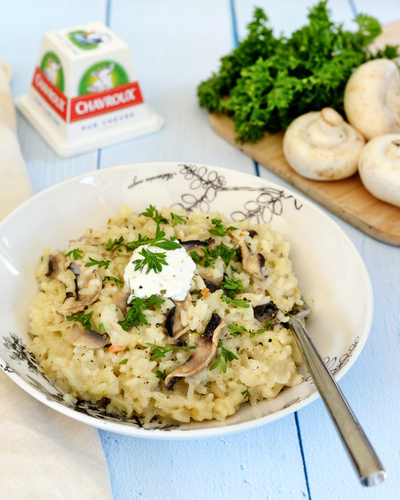 Risotto de champignons au chèvre