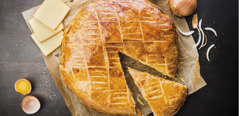 Tourte au potiron, pomme de terre et fromage à raclette