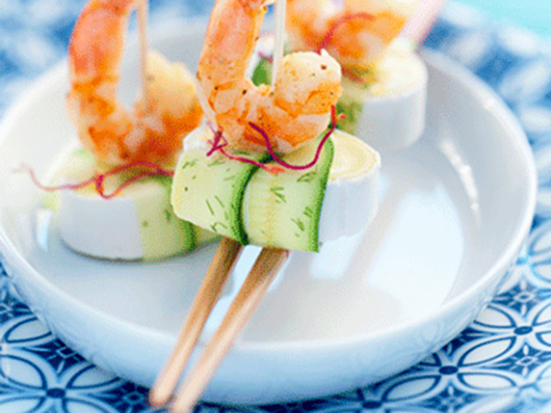 Sushi au fromage et crevettes grillées