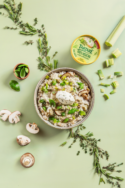 Risotto aux légumes et à la tartinade végétale aux herbes de Provence