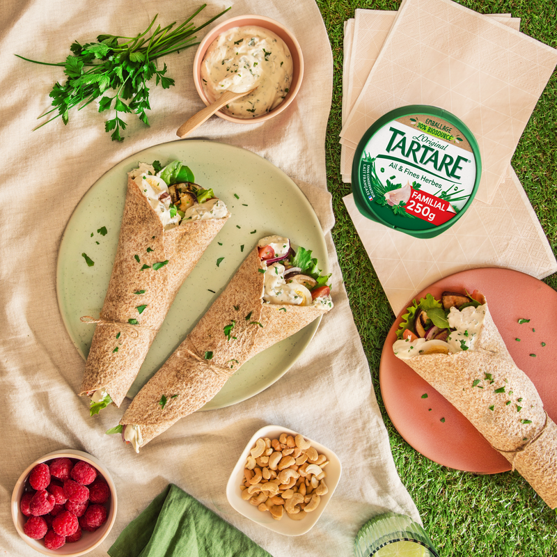 Wraps aux légumes et au fromage ail et fines herbes