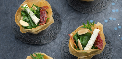 Mini tartelettes aux épinards, fromage et coppa