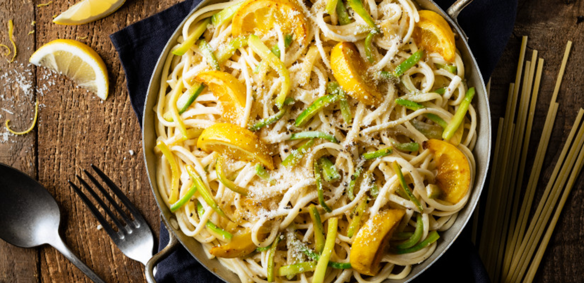 Linguine citron, courgette et crème de parmesan