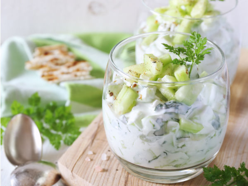 Verrine de fromage de chèvre frais et concombre