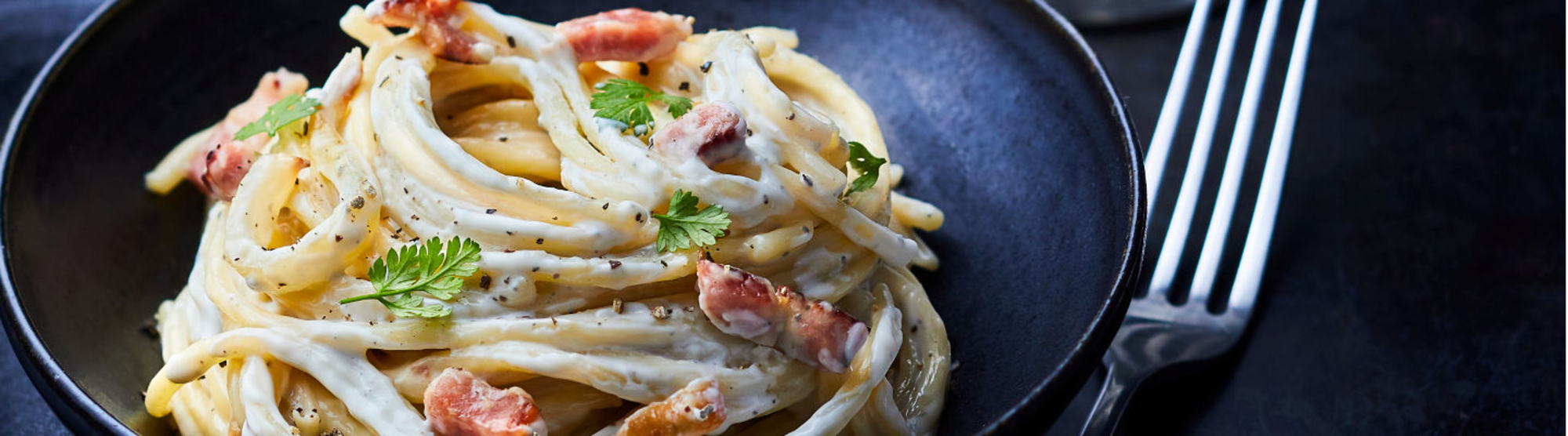 Spaghetti aux lardons et sauce au bleu