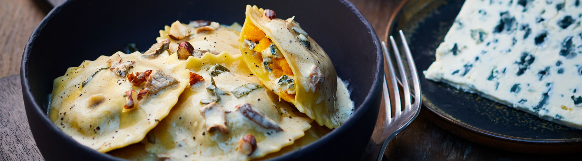 Raviolis de potimarron au fromage bleu
