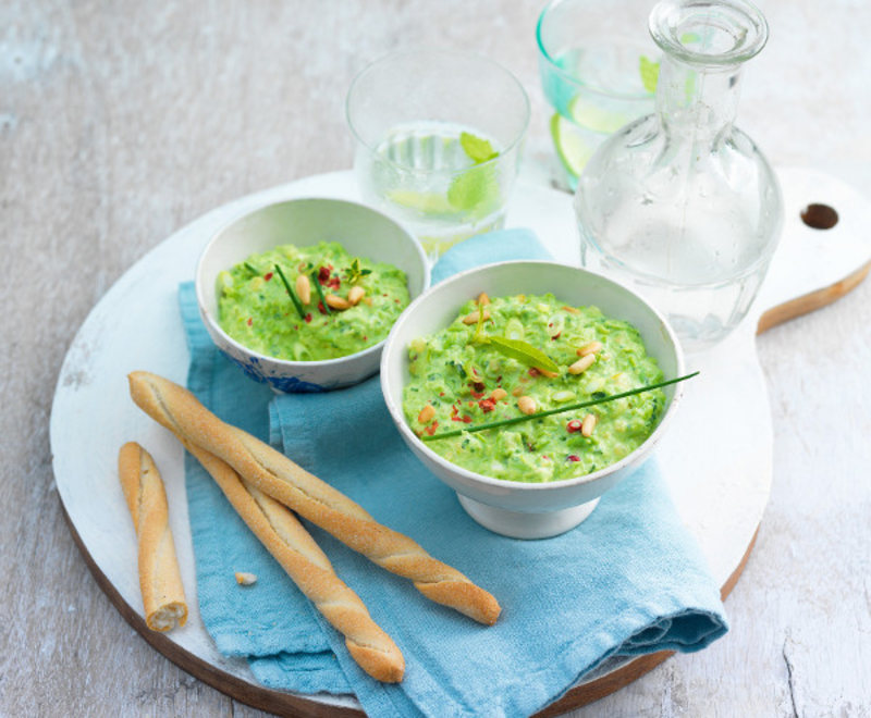 Tartinade de petits pois au fromage frais